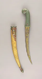 Armaments Prints: Dagger (Khanjar) with Scabbard, Dahestan, 18th / 19th cent