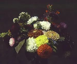 Purple Prints: Dahlias, 1873. Creator: Henri Fantin-Latour