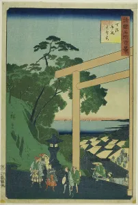 Rissho Prints: Daijin Shrine at Funabashi, Shimosa Province (Shimosa Funabashi Daijingu) from