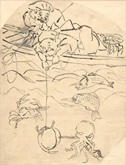 Daikoku and Ebisu, Two of the Seven Gods of Happiness. Creator: Utagawa Kuniyoshi (Japanese