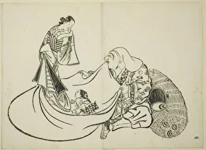 God Of Happiness Prints: Daikoku revealing the contents of Hoteis bag, no. 2 from the series of 12 prints, c