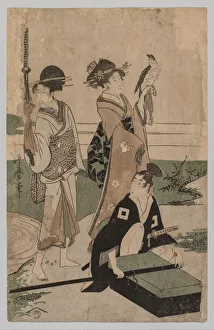 1753 1806 Prints: Daimio and his Retinue Crossing a Stream in Plain Near Fuji