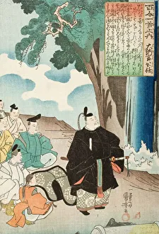 Dainagon Kinto beside a Waterfall, early 1840s. Creator: Utagawa Kuniyoshi