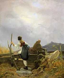 Spitzweg Prints: Dairymaid and Monk, 1838