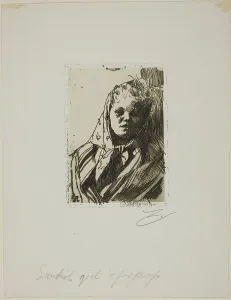 Zorn Anders Prints: Dalecarlian Peasant Woman, 1891. Creator: Anders Leonard Zorn