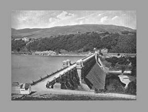 Sights And Scenes Prints: The Dam, Lake Vyrnmy, c1900. Artist: Valentine & Sons