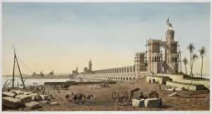 Benoist Collection: The dam across the Nile, the building of the Aswan Dam, Egypt, 1853