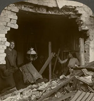 Images Dated 9th April 2009: The damage done by a German Zeppelin bomb, World War I, 1914-1918.Artist