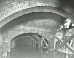 Woolwich Prints: Damaged interior of the underground reservoir, Beckton Sewage Works, London, 1938