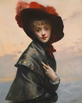 Stylish Collection: Dame au chapeau. Creator: Jacquet, Gustave Jean (1846-1909)