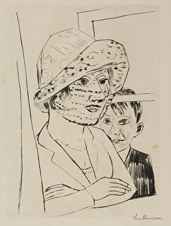 1924 Prints: Dame mit Knabe (Woman and Boy) - (Minna and Peter Beckmann), 1924. Creator: Max Beckmann