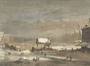 Clearing Prints: The Damrak in winter, 1735-1807. Creator: Hendrik Pothoven