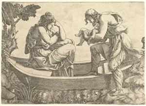 Giulio Prints: Danae and the infant Perseus cast out to sea by Acrisius, 1543. Creator: Giorgio Ghisi