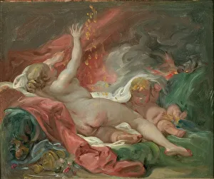 Danae Prints: Danaë and the Shower of Gold. Study, mid-late 18th century. Creator: Francois Boucher