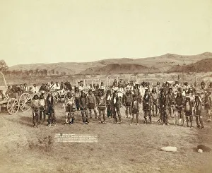 At the dance Part of the 8th US Cavalry and 3rd Infantry at the great Indian grass dance... 1890. Creator: John C. H. Grabill