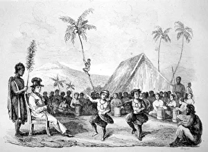 Ellis Prints: Dance of the Two Children, Hawaii, 19th century. Artist: Ellis