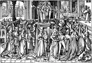 The Dance at the Court of Herod, c. 1500. Artist: Meckenem, Israhel van The Dance at the Court of Herod, c. 1500. Artist: Meckenem, Israhel van