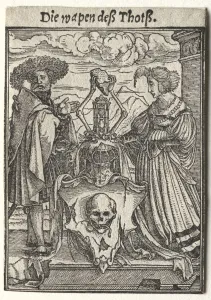 1497 98 1543 Prints: Dance of Death: The Coat of Arms of Death. Creator: Hans Holbein (German, 1497 / 98-1543)