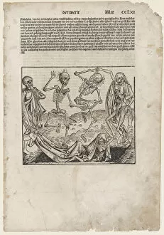 Dancing Gallery: Dance of Death, leaf from The Nuremberg Chronicle, 1493. Creator: Michael Wolgemut