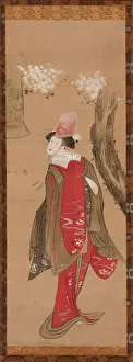 Myth Collection: A dancer, Kiyohime, a cherry tree and the bell of Dojo-ji, late 18th-early 19th century