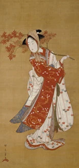 Dancer with a Maple Branch, Japan, Edo period, 1780-1790. Creator: Shunsho