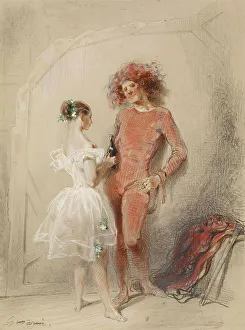 Crayon Prints: Two Dancers Backstage, 1852. Creator: Paul Gavarni