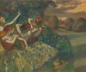 Adjusting Gallery: Four Dancers, c. 1899. Creator: Edgar Degas