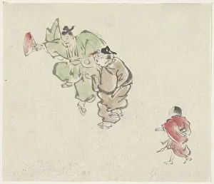 Kuniyoshi Utagawa Prints: Two dancers and a child, 1808-1861. Creator: Utagawa Kuniyoshi