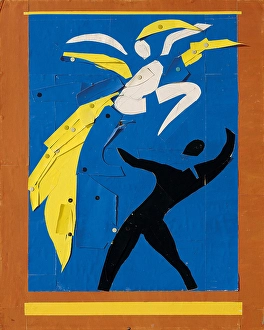Massine Prints: Two Dancers, Curtain design for the ballet Rouge et Noir by Leonide Massine