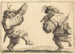 Dancers with Flute and Tambourine, c. 1617. Creator: Jacques Callot Dancers with Flute and Tambourine, c. 1617. Creator: Jacques Callot