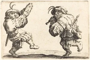 Dancers with Flute and Tambourine, c. 1622. Creator: Jacques Callot Dancers with Flute and Tambourine, c. 1622. Creator: Jacques Callot