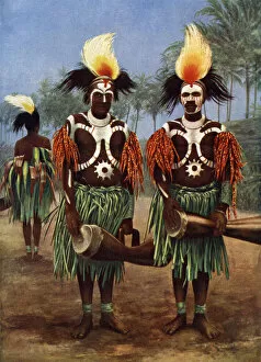 Grass Skirt Gallery: Dancers of the Fly River region, Papua New Guinea, 1920