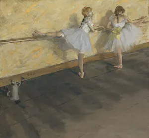 Dancers Prints: Dancers Practicing at the Barre, 1877. Creator: Edgar Degas
