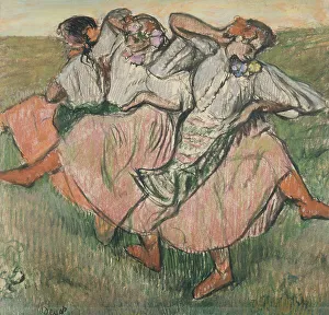 Skirts Prints: Three dancers in Ukrainian dress, late 19th-early 20th century. Creator: Edgar Degas