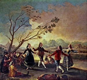 Dancing on the banks of Manzanares river, 1777, oil painting by Francisco de Goya
