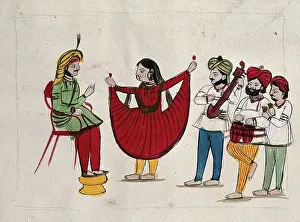 A dancing girl with musicians performing. Creator: Unknown