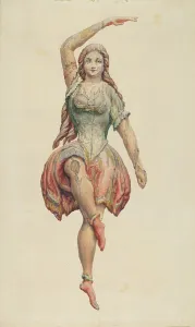 Woodcarving Prints: Dancing Girl from Spark's Carousel Wagon, c. 1938. Creator: Katharine Merrill