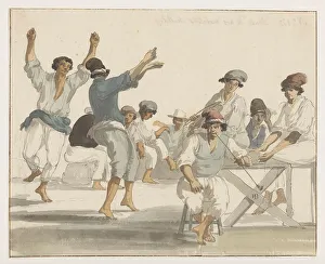 Energy Prints: Dancing Maltese sailors, 1778. Creator: Louis Ducros