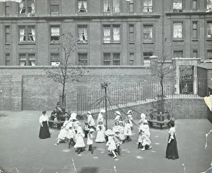 Playground Prints: Dancing around the maypole, Hugh Myddelton School, Finsbury, London, 1906