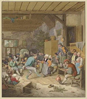 Pipe Prints: Dancing peasants in the tavern, 17th-18th century? Creator: Regnu