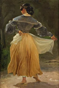Restaurant Prints: Dancing Roman Woman. Study for Romans Gathered for Merriment at an Osteria