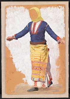 Arms Out Prints: Dancing woman, Megara, 1910. Creator: Niels Skovgaard