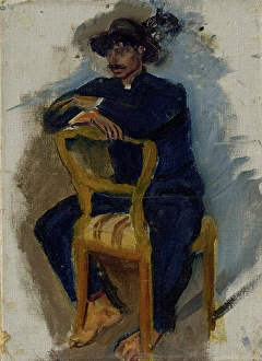Biedermeier Prints: Dandy Seated on a Chair in the Biedermeier Style, 1910-1914. Creator: Ladislav Mednyanszky