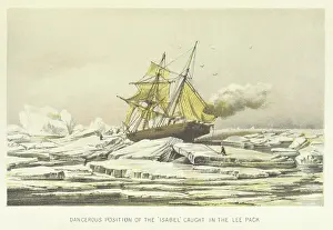 Arctic Prints: Dangerous position of the Isabel caught in the Lee Pack, 1853. Creator: Unknown