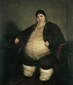 Obesity Prints: Daniel Lambert, weighing almost forty stone, between 1800 and 1899. Creator: Unknown