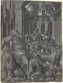Daniel Collection: Daniel in the Lions Den [recto], c. 1600. Creator: Unknown