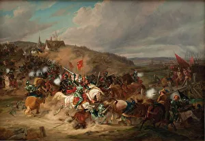 Skane Sweden Prints: Daniel Rantzau fighting Tureby Bro in Skåne during the Seven Years War