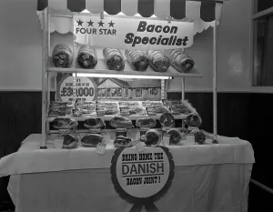 Bacon Prints: Danish Bacon pre packed meat display, Kilnhurst, South Yorkshire, 1963