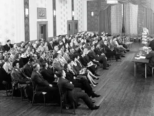 Danish Bacon sales team meeting, Earl of Doncaster hotel, 1964. Artist: Michael Walters