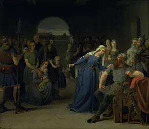 Exner Johan Julius Prints: The Danish Queen Thyra Danebod Trying to Soften the Heart of her Husband